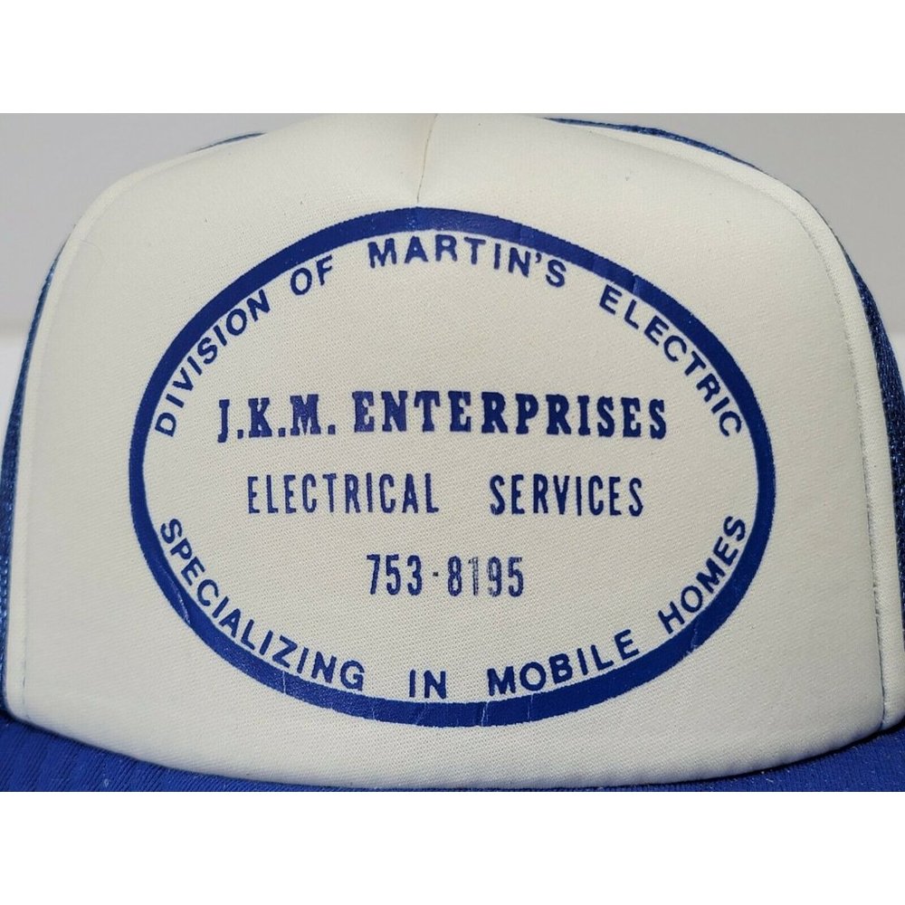 JKM Enterprise Martin Electric Blue White Mesh Snapback Cap Hat w/Scramble Eggs - Picture 5 of 10
